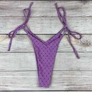 Vincija Purple Lilac Print Tie V Bikini Bottoms